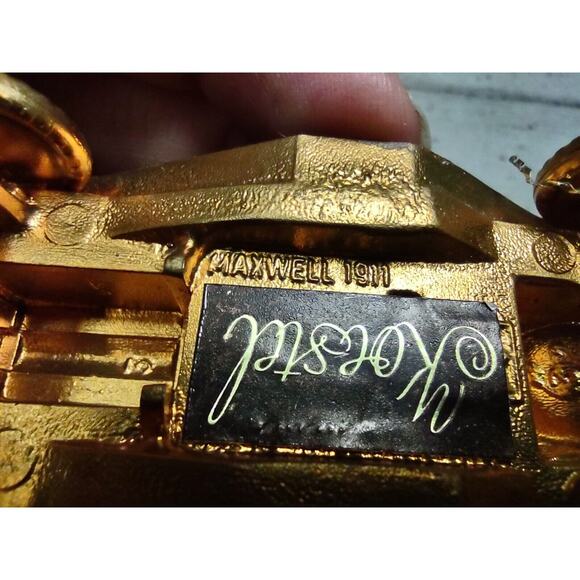 Vintage Koestel 1911 Maxwell Classic Car Gold Green Velvet Christmas Ornament - Picture 7 of 8